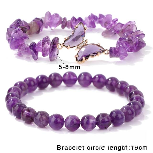 Hot sale crystal stone beaded butterfly bracelet set