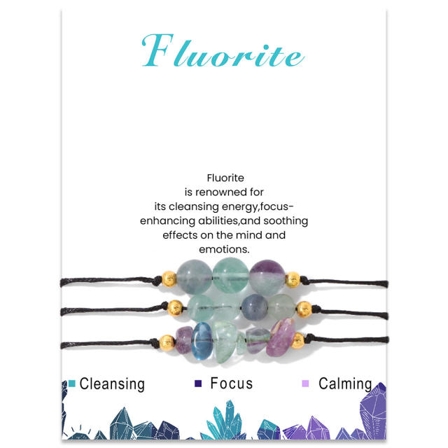 3pcs natural stone beaded best friends bracelet with card