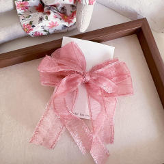 Sweet orange pink color bow hair clips for kids