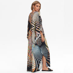 Summer peacock pattern summer swimwear cover up