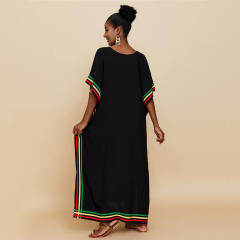 Holiday trend black color loose long beach cover up summer dress