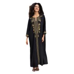 Boho black color long beach swimwear cover up beach dress