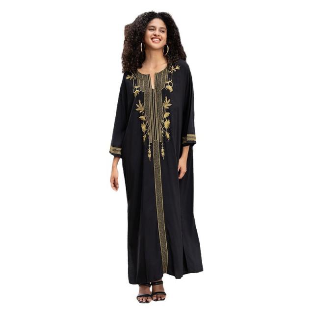 Boho black color long beach swimwear cover up beach dress