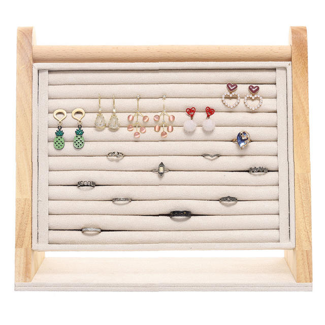 Bamboo material colorful velvet display stand for rings earrings