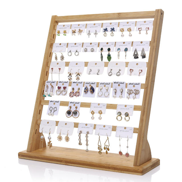 Multi layer bamboo material large display stand for jewelry