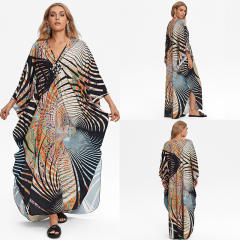Summer peacock pattern summer swimwear cover up