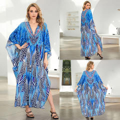 Summer peacock pattern summer swimwear cover up