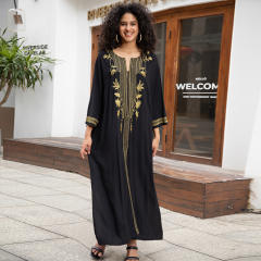 Boho black color long beach swimwear cover up beach dress
