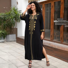 Boho black color long beach swimwear cover up beach dress