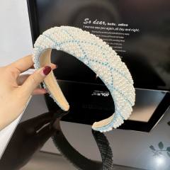 Elegant channel style pearl beaded padded headband