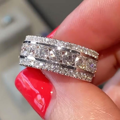 Delicate full diamond rings band for men women