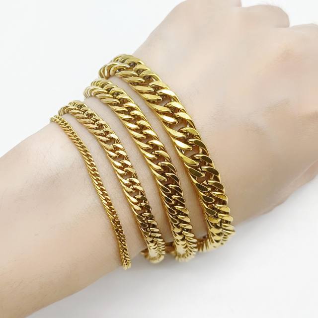 Gold color cuban link chain stainless steel bracelet