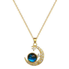 Dainty blue diamond star pendant stainless steel chain necklace