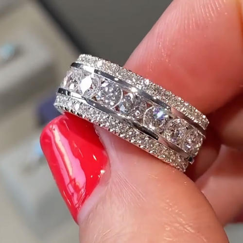 Delicate full diamond rings band for men women