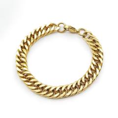 Gold color cuban link chain stainless steel bracelet