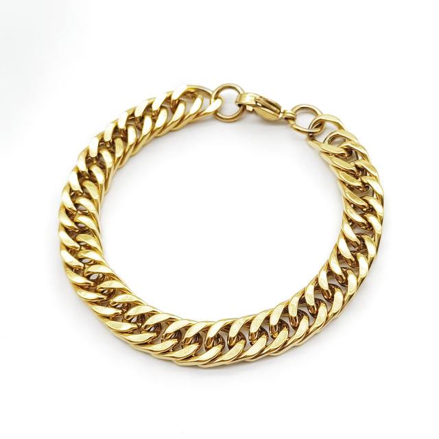 Gold color cuban link chain stainless steel bracelet