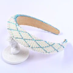 Elegant channel style pearl beaded padded headband