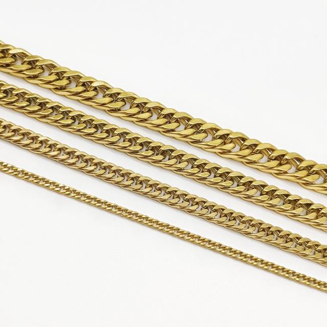 Gold color cuban link chain stainless steel bracelet