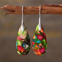 Boho natural trend drop shape stone earrings