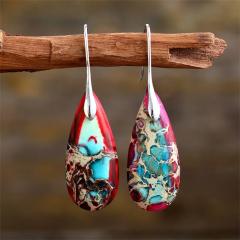 Boho natural trend drop shape stone earrings