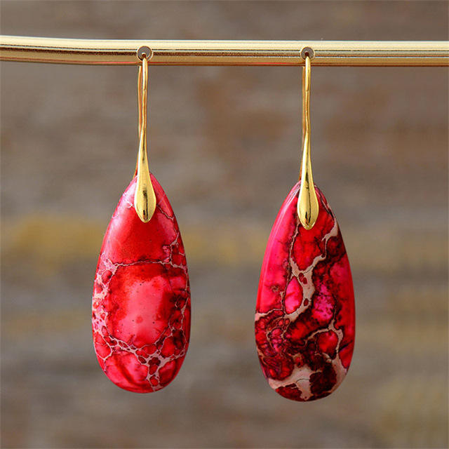 Boho natural trend drop shape stone earrings