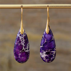 Boho natural trend drop shape stone earrings