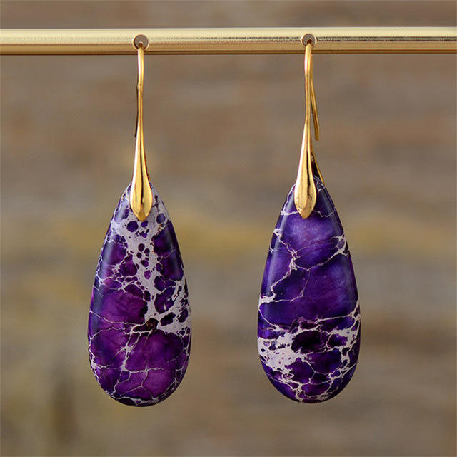 Boho natural trend drop shape stone earrings