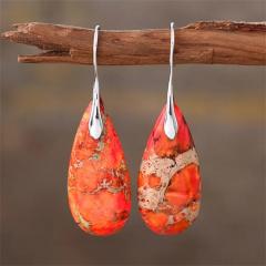 Boho natural trend drop shape stone earrings