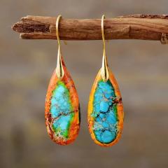 Boho natural trend drop shape stone earrings