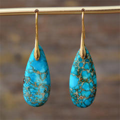 Boho natural trend drop shape stone earrings