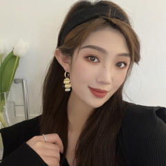 925 needle mix color round piece tassel metal earrings