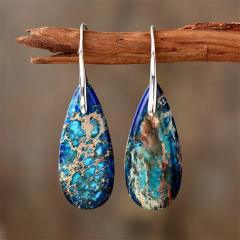 Boho natural trend drop shape stone earrings