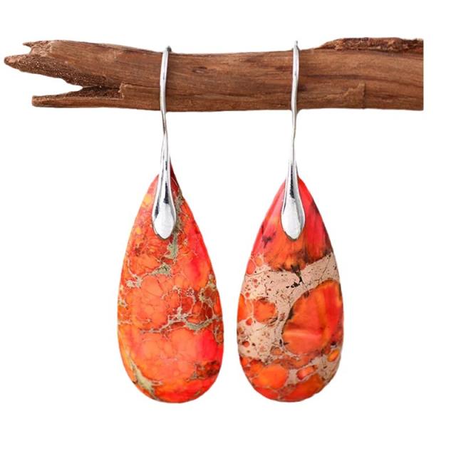 Boho natural trend drop shape stone earrings