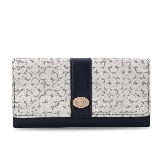 Korean fashion patterned pu leather women large wallet purse