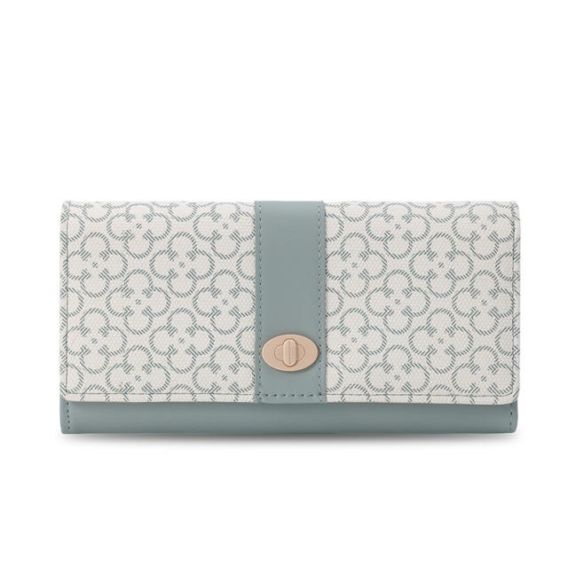 Korean fashion patterned pu leather women large wallet purse
