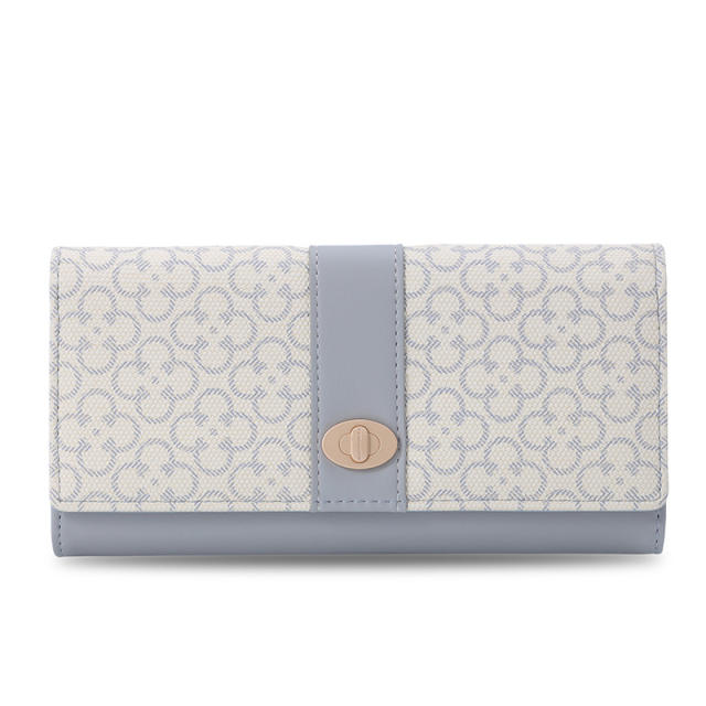 Korean fashion patterned pu leather women large wallet purse