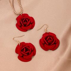 Romantic rose flower holiday alloy necklace set