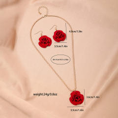 Romantic rose flower holiday alloy necklace set