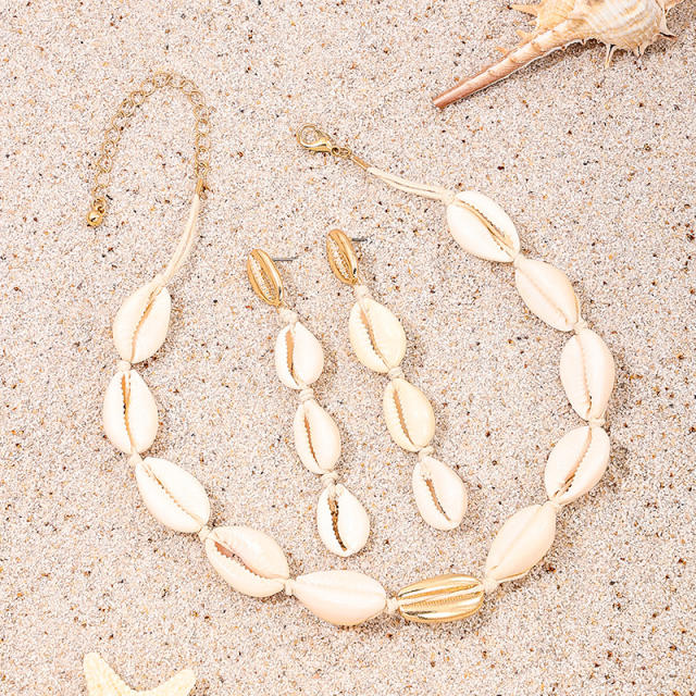 Casual shell choker necklace set beach necklace set