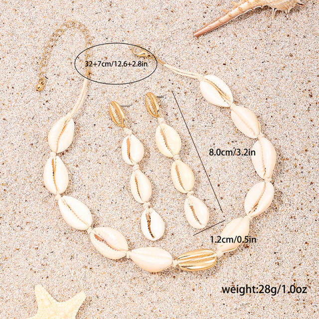 Casual shell choker necklace set beach necklace set
