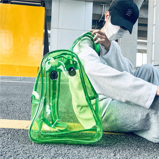 Funny black eye coloful PVC waterproof clear backpack