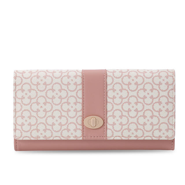 Korean fashion patterned pu leather women large wallet purse