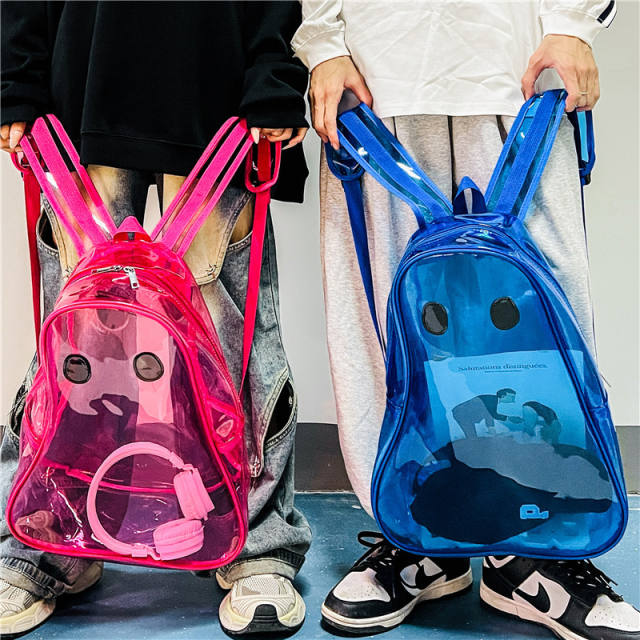 Funny black eye coloful PVC waterproof clear backpack