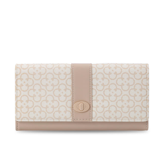 Korean fashion patterned pu leather women large wallet purse