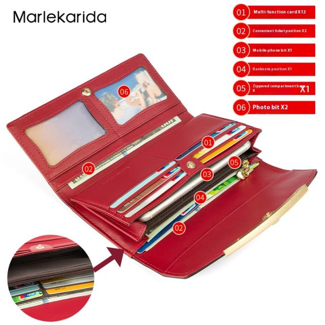 RFID Genuine Leather large size women wallet purse