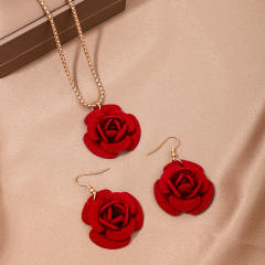 Romantic rose flower holiday alloy necklace set