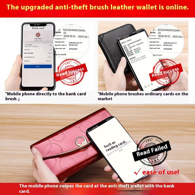 RFID Genuine Leather large size women wallet purse