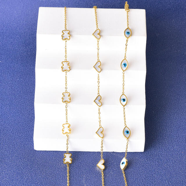 Korean fashion cute bear evil eye stainelss steel bracelet