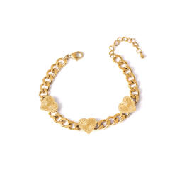 HIPHOP butterfly heart cuban link chain stainless steel bracelet