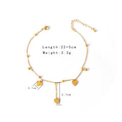 Korean fashion tiny bead heart charm stainless steel anklet